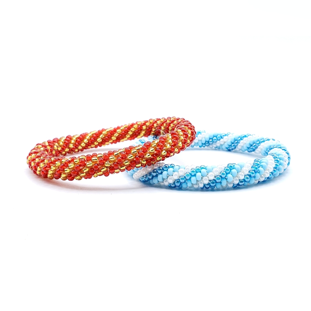 set of 2 crochet Beaded bracelets, beautiful colors